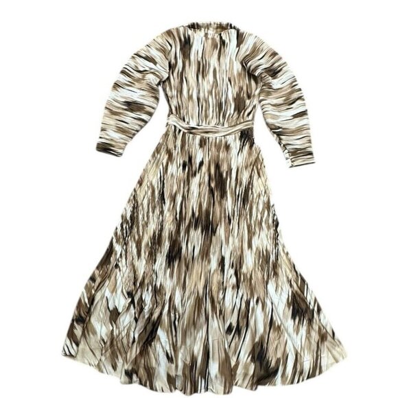 Simkhai Sz 6 Dress Midi Brown Striped Long Sleeve Designer South Western Boho - Picture 8 of 13